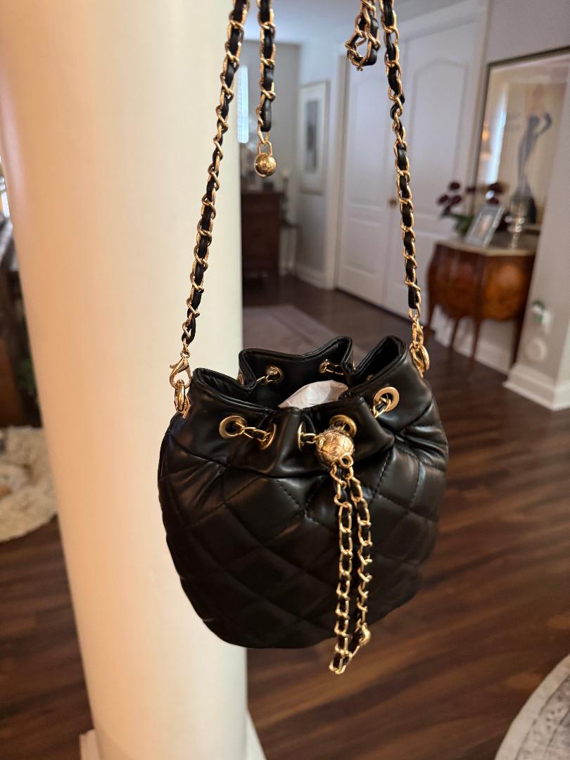 Trending Beaded Bags and Resort Collection - Black CC Quilted Crossbody with Chain Chain