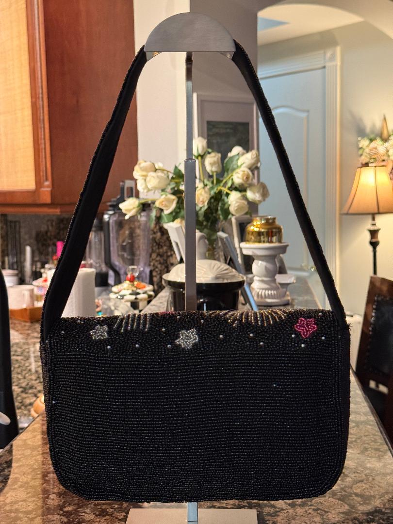 Trending Beaded Bags and Resort Collection - America & Beyond Black Evil Eye Beaded Shoulder Bag