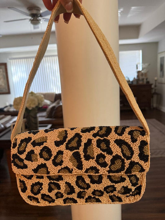 Trending Beaded Bags and Resort Collection - America & Beyond Leopard Beaded Shoulder Bag