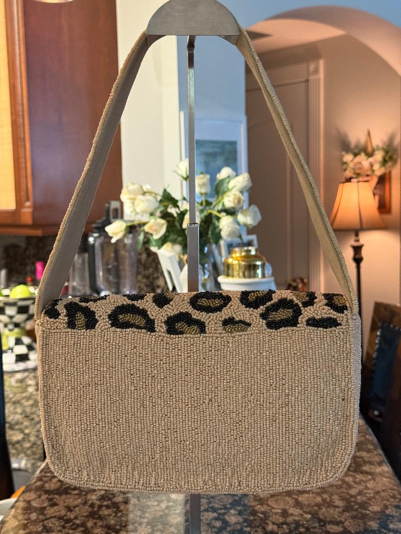 Trending Beaded Bags and Resort Collection - America & Beyond Leopard Beaded Shoulder Bag