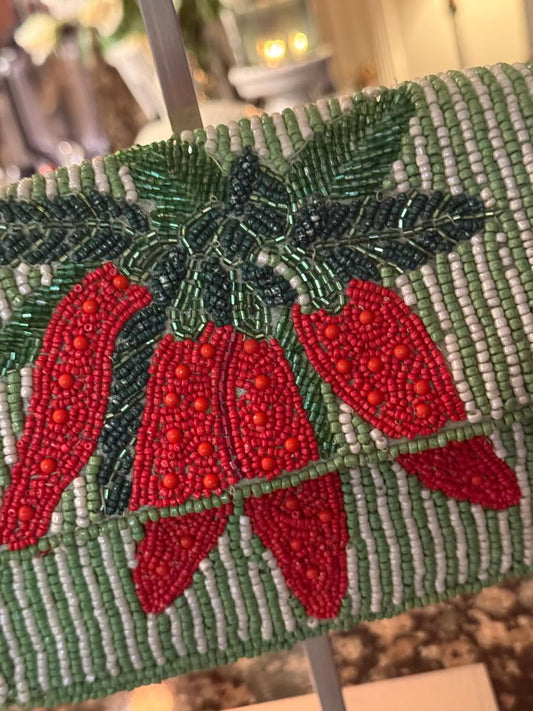 Trending Beaded Bags and Resort Collection - Chili Peppers Beaded Shoulder Bag