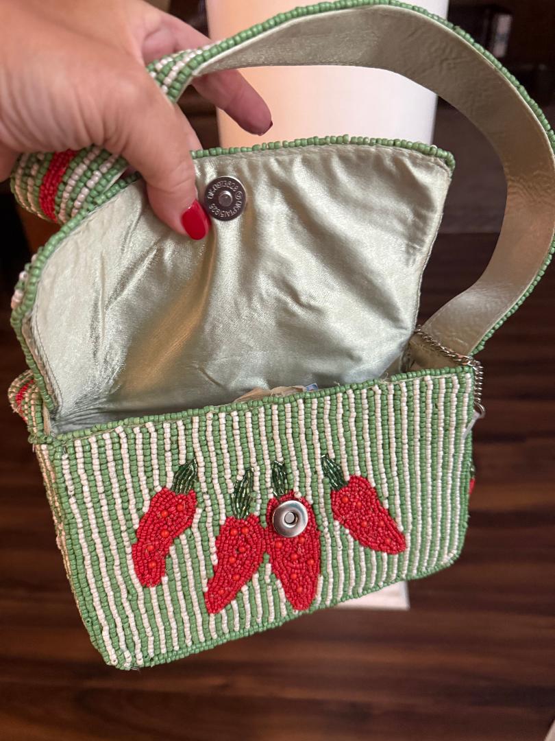 Trending Beaded Bags and Resort Collection - Chili Peppers Beaded Shoulder Bag