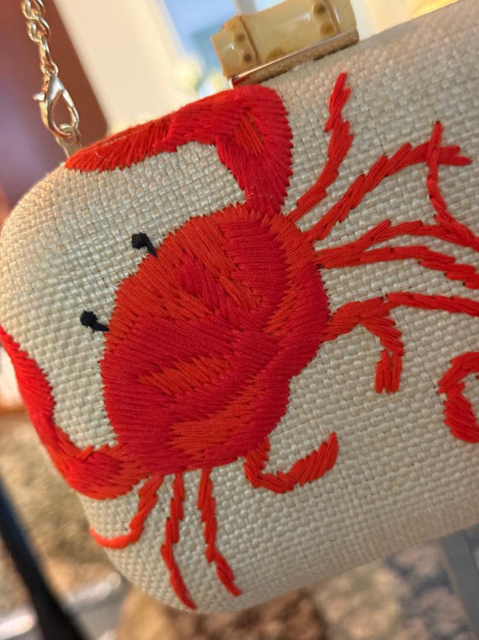 Trending Beaded Bags and Resort Collection - Tommy Bahama Crab Wicker Clutch Crossbody