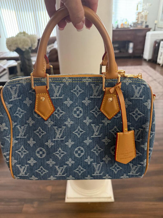 Trending Beaded Bags and Resort Collection LV Denim Speedy Tote