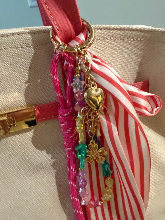 Trending Beaded Bags and Resort Collection - BOATKIN Pink Sol Mer Tote Bag with Bag Charms