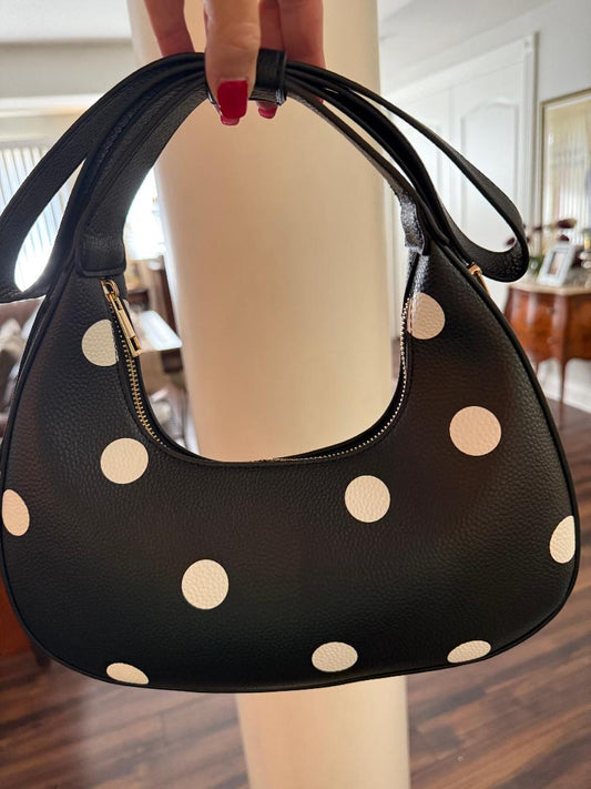 Trending Beaded Bags and Resort Collection - Black Polka Dots Shoulder Bag