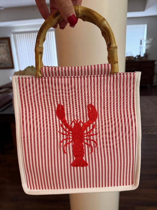 Trending Beaded Bags and Resort Collection - Tommy Bahama Lobster Tote with Bamboo Handle