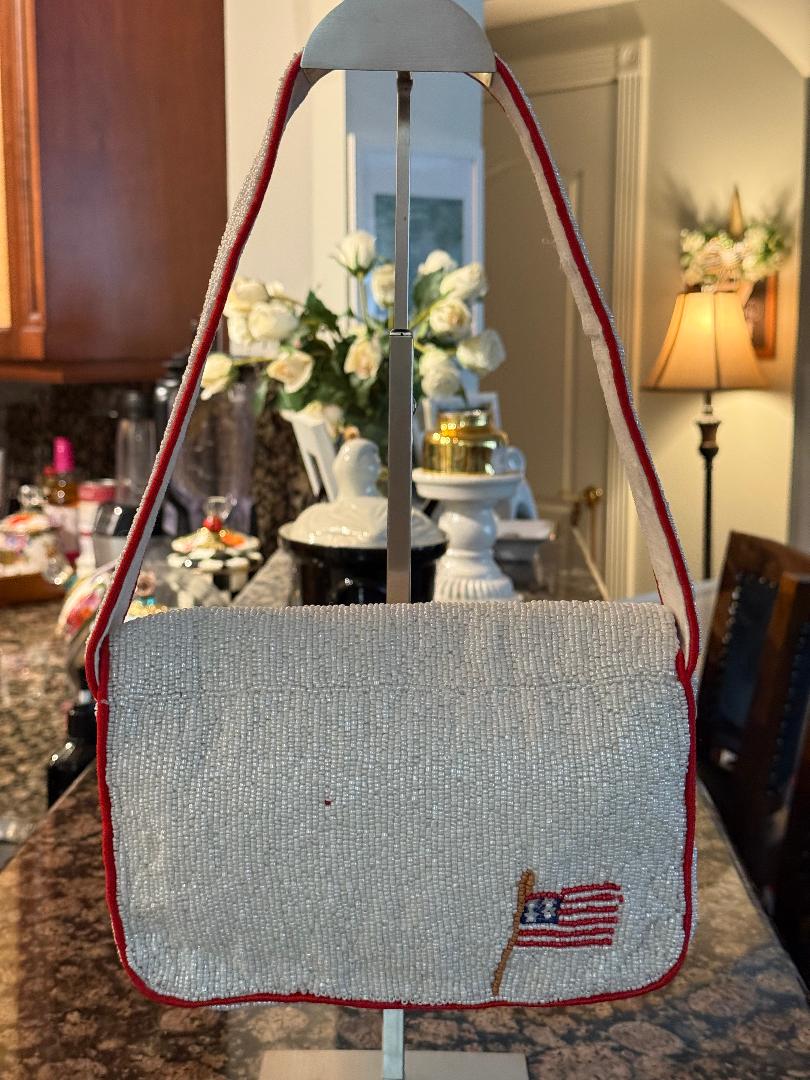 Trending Beaded Bags and Resort Collection - Sol Mer Red Truck Beaded Shoulder Bag