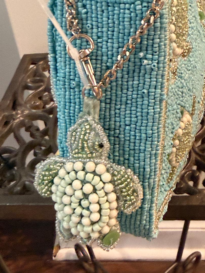 Trending Beaded Bags and Resort Collection - Baby Blue Sea Turtles with Matching Bag Charm
