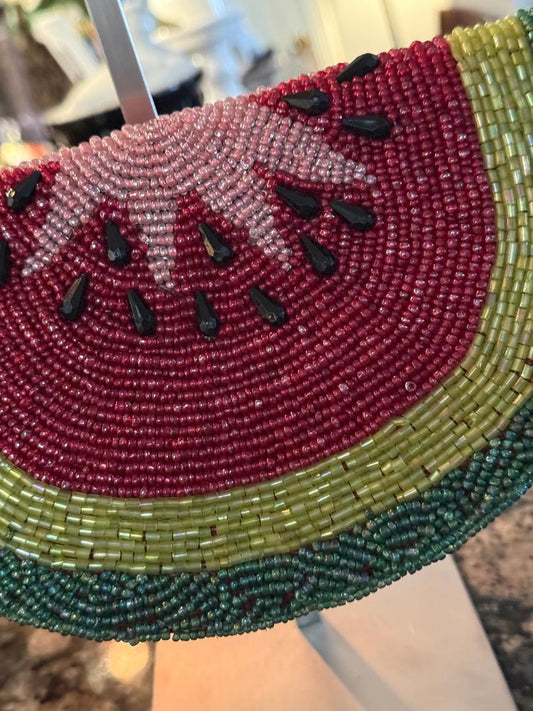 Trending Beaded Bags and Resort Collection - Watermelon Beaded Crossbody Bag