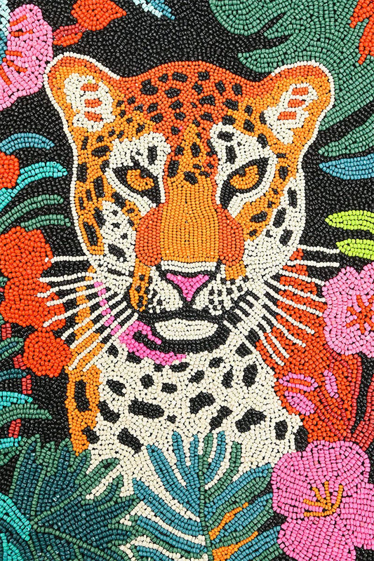America & Beyond - Tropical Leopard Beaded Tote