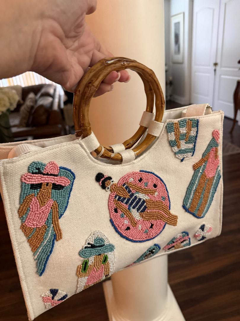 Trending Beaded Bags and Resort Collection - Girls Floating in Pool Summer Tote
