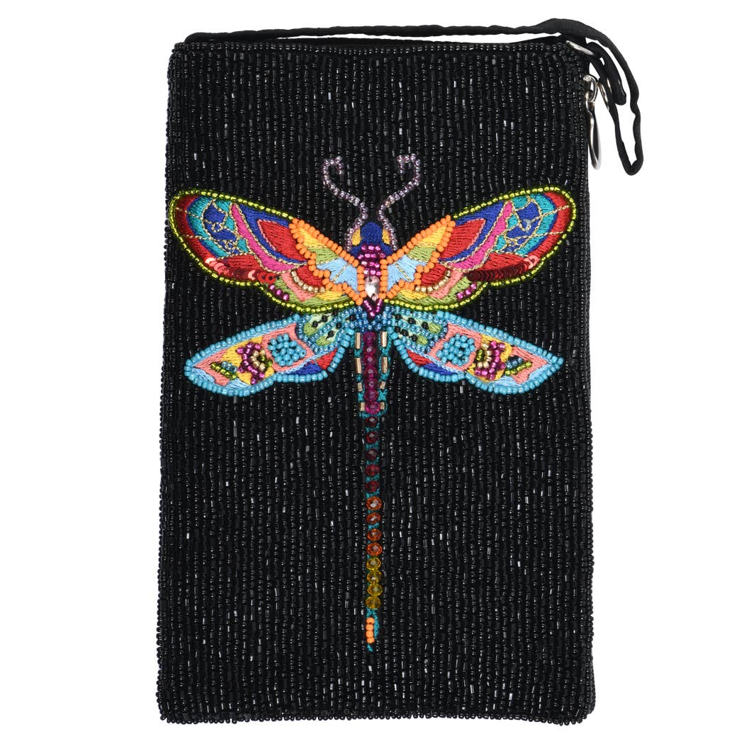 Trending Beaded Bags and Resort Collection - Dragonfly Multi Colored Black Crossbody Bag