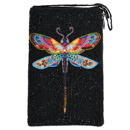 Trending Beaded Bags and Resort Collection - Dragonfly Multi Colored Black Crossbody Bag