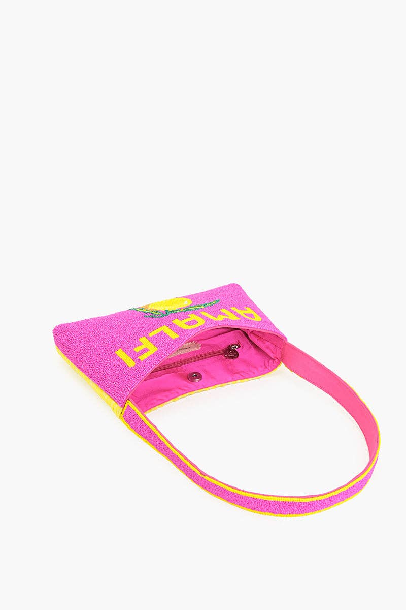 America & Beyond - Amalfi Beaded Pink Yellow Lemon Shoulder Bag