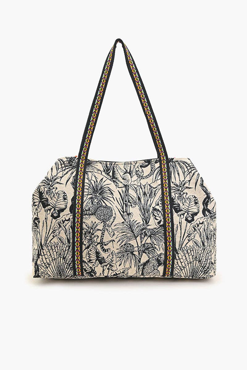 America & Beyond - Tropical Leopard Beaded Tote