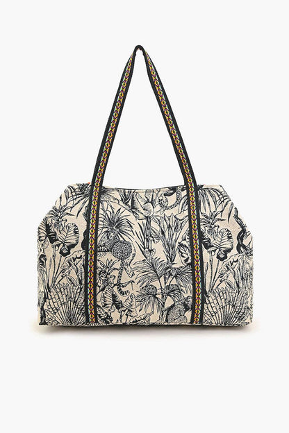 America & Beyond - Tropical Leopard Beaded Tote
