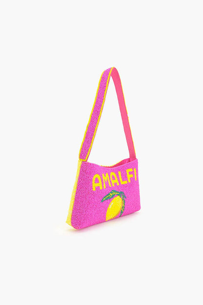America & Beyond - Amalfi Beaded Pink Yellow Lemon Shoulder Bag