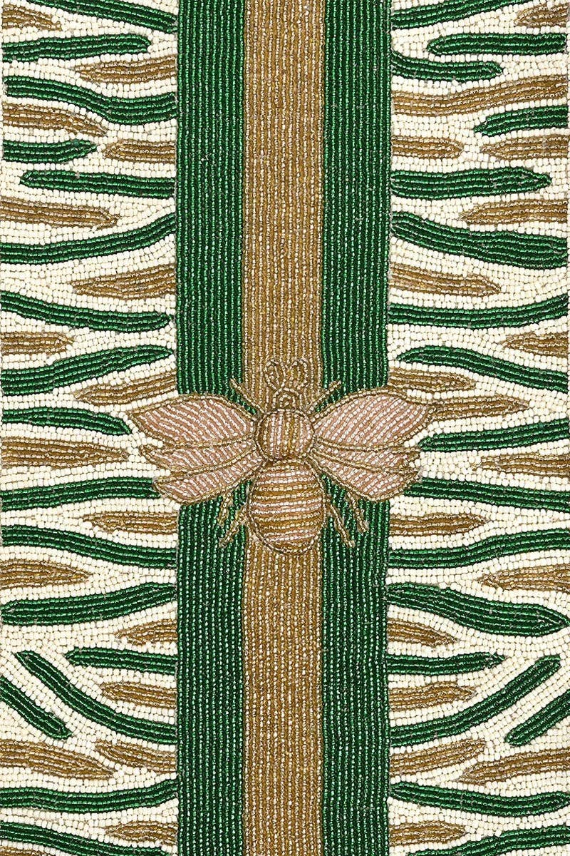 America & Beyond - Bee Green Beaded Embellished Tote