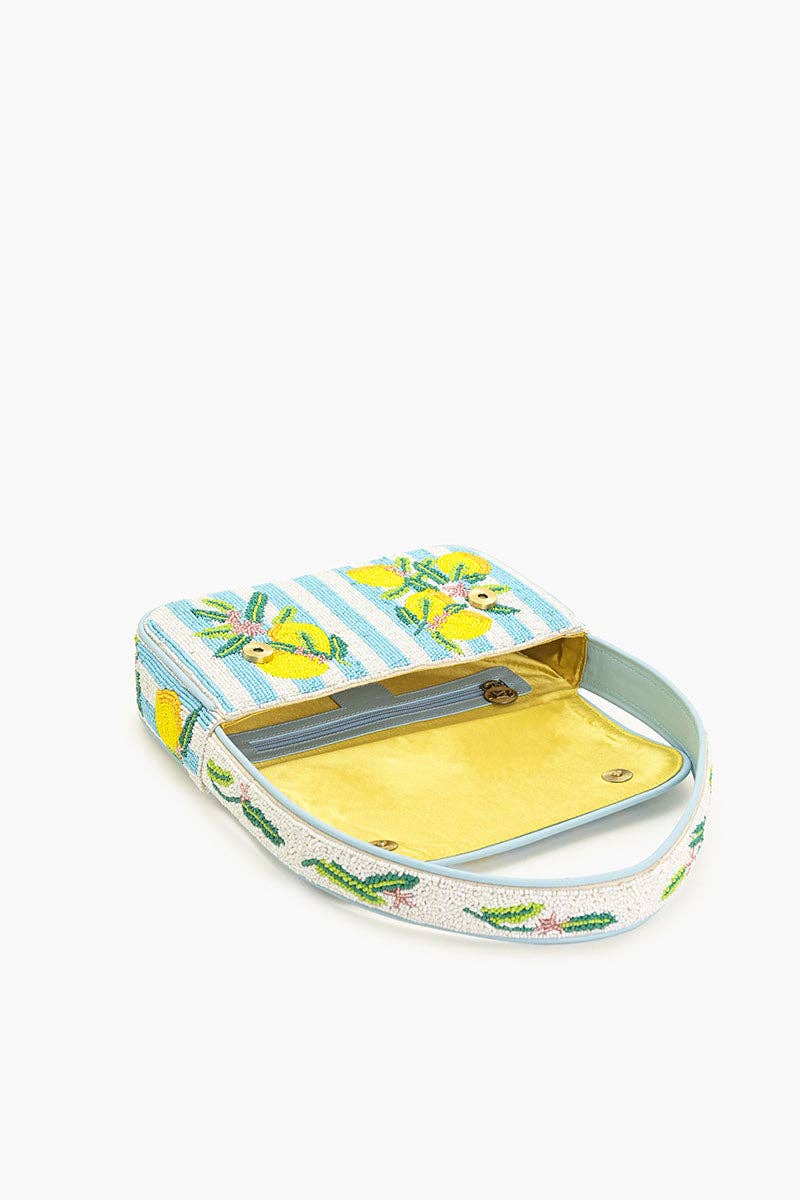America & Beyond - Limoncello Blue White Striped Lemon Shoulder Bag
