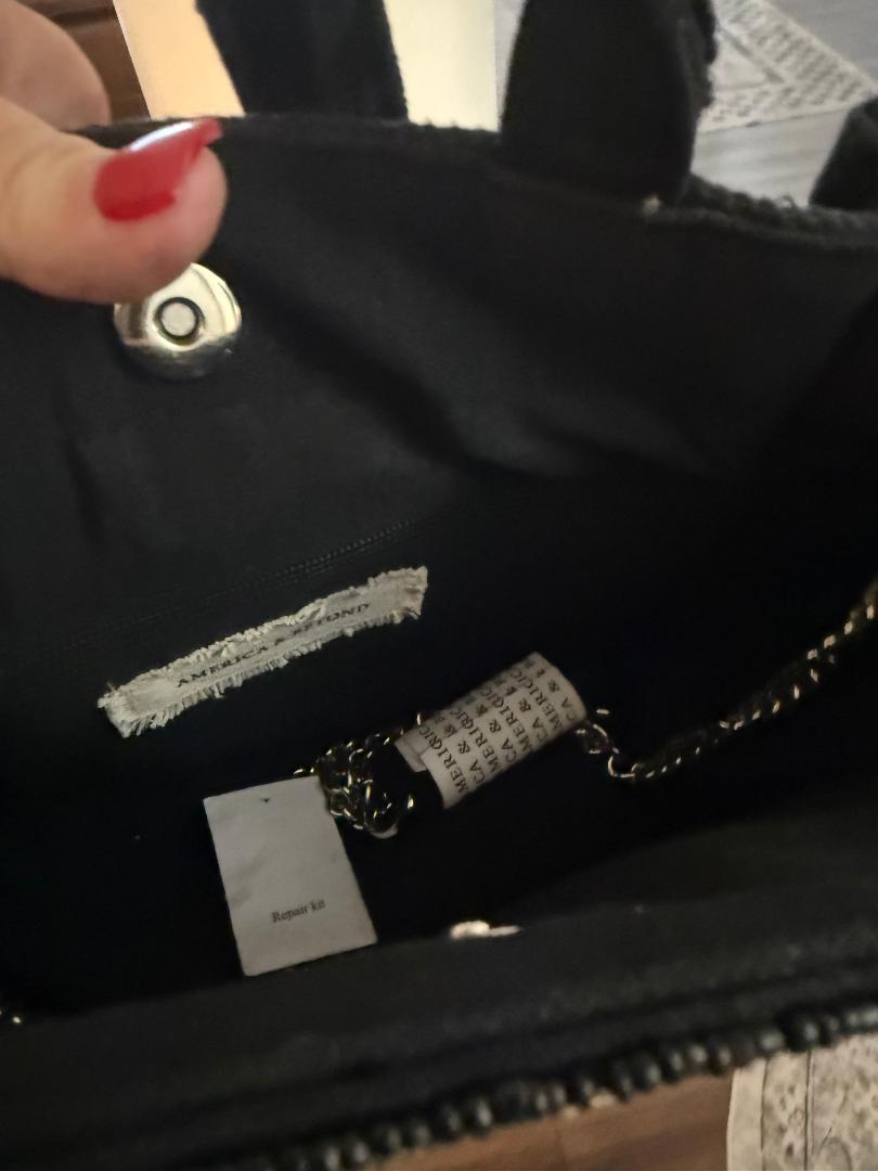 Trending Beaded Bags and Resort Collection - America & Beyond Black & White Floral Beaded Tote