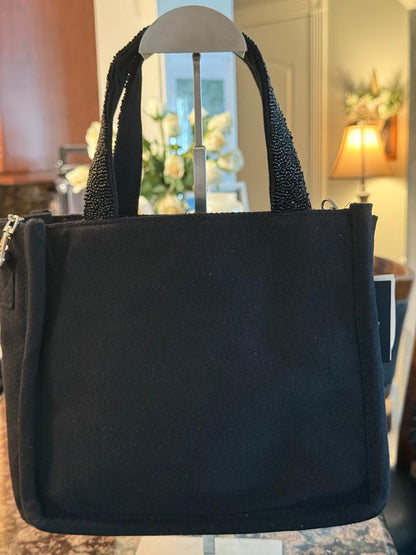 Trending Beaded Bags and Resort Collection - America & Beyond Black & White Floral Beaded Tote
