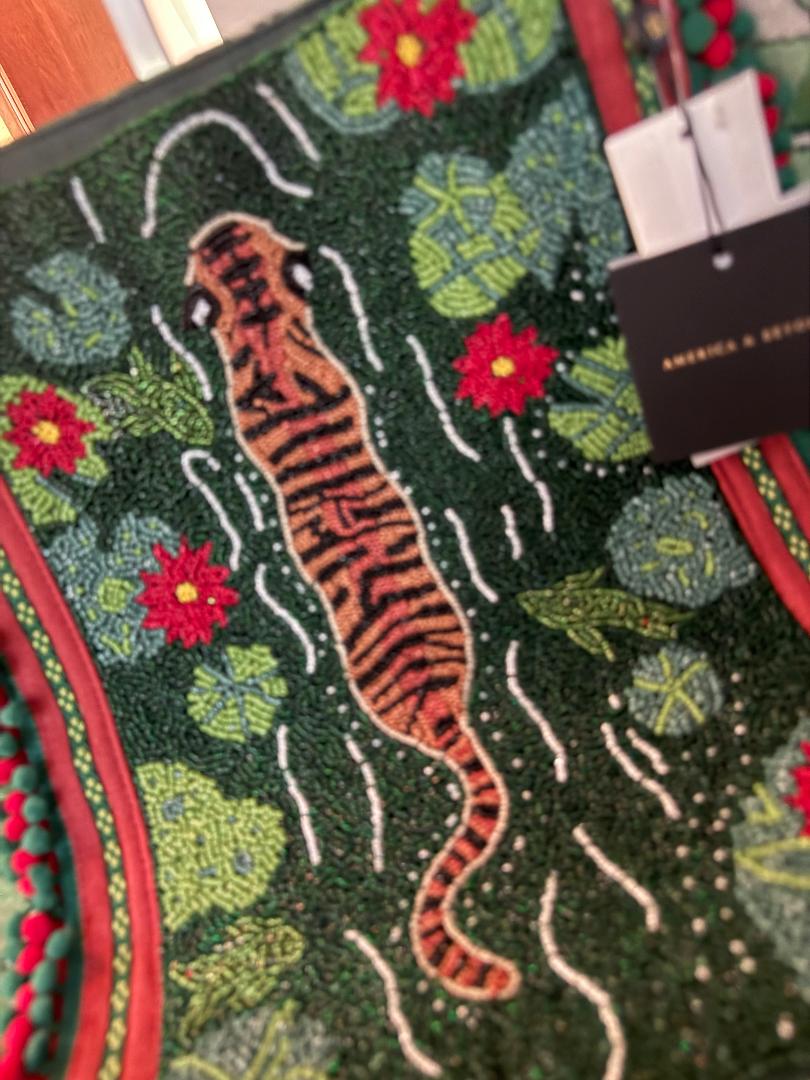 Trending Beaded Bag and Resort Collection - America & Beyond Green Floral Tiger Beaded Large Tote