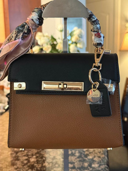 Trending Beaded Bags and Resort Collection - Aldo Brown Suede and Leather Mini "Kelly" Crossbody