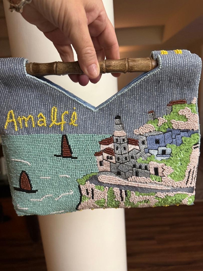 Trending Beaded Bags and Resort Collection - Amalfi Coast Bamboo Top Handle