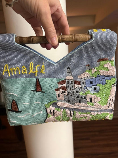 Trending Beaded Bags and Resort Collection - Amalfi Coast Bamboo Top Handle