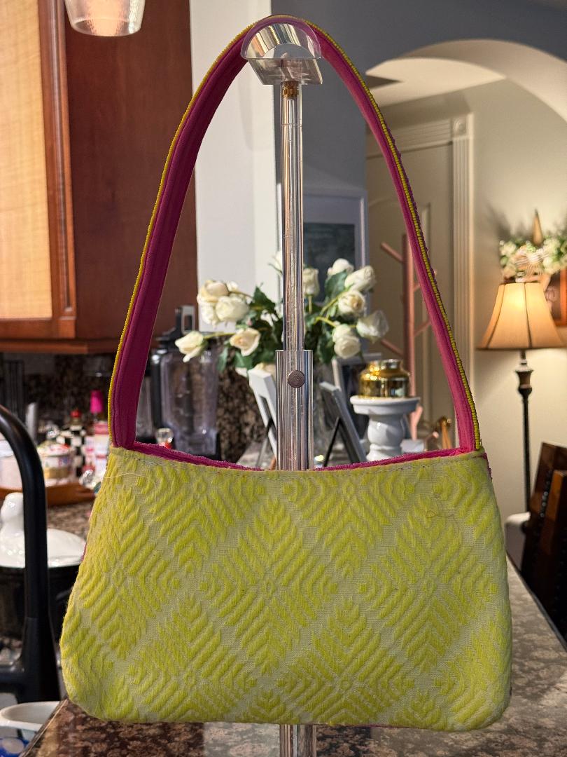 Trending Beaded Bags and Resort Collection - America & Beyond Amalfi Beaded Pink Yellow Lemon Shoulder Bag