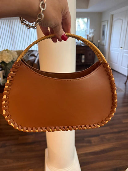 Trending Beaded Bags and Resort Collection - BCBG Brown Leather Wicker Shoulder Bag
