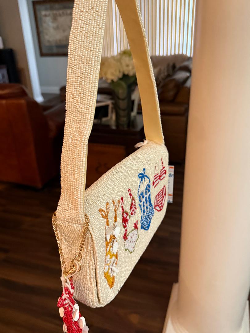 Trending Beaded Bags and Resort Collection - Vintage Swimsuits Beaded Shoulder Bag