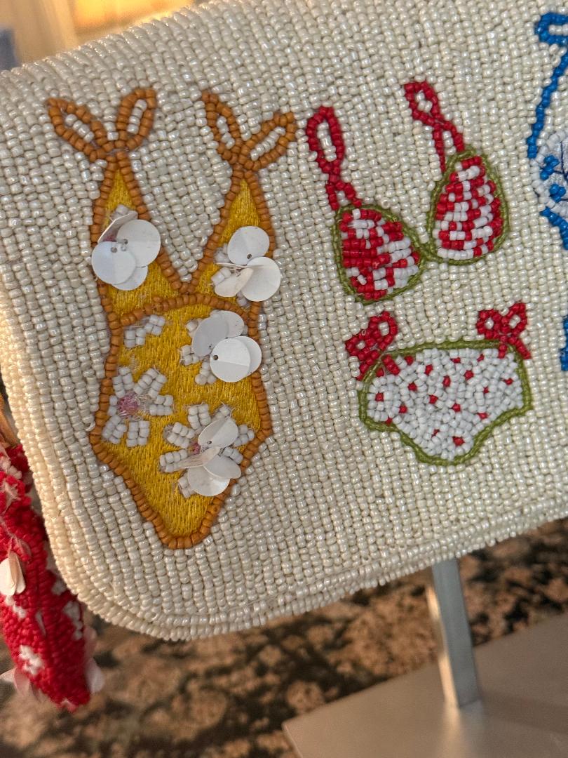 Trending Beaded Bags and Resort Collection - Vintage Swimsuits Beaded Shoulder Bag