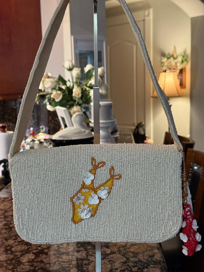 Trending Beaded Bags and Resort Collection - Vintage Swimsuits Beaded Shoulder Bag