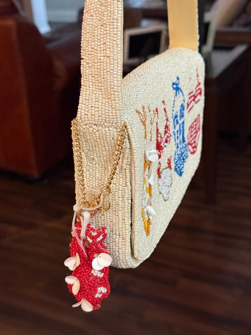Trending Beaded Bags and Resort Collection - Vintage Swimsuits Beaded Shoulder Bag