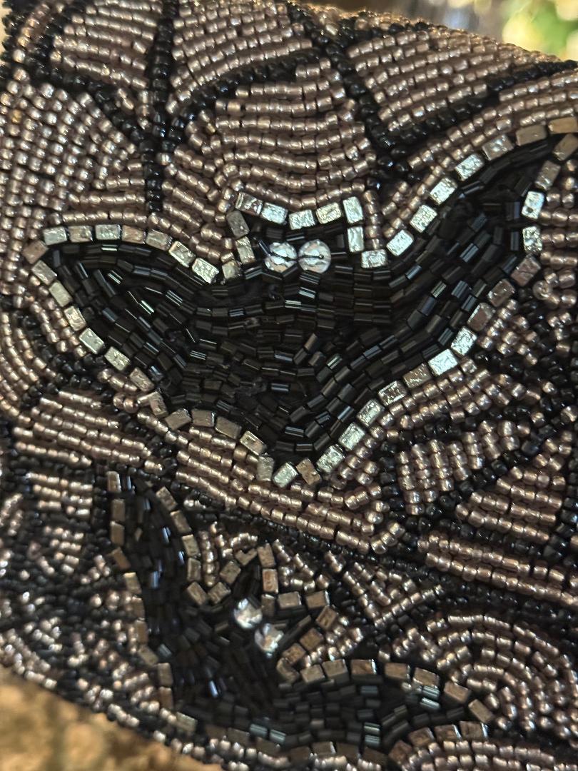 Trending Beaded Bags and Resort Collection - Halloween Bats Beaded Shoulder Bag