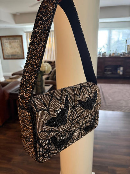 Trending Beaded Bags and Resort Collection - Halloween Bats Beaded Shoulder Bag