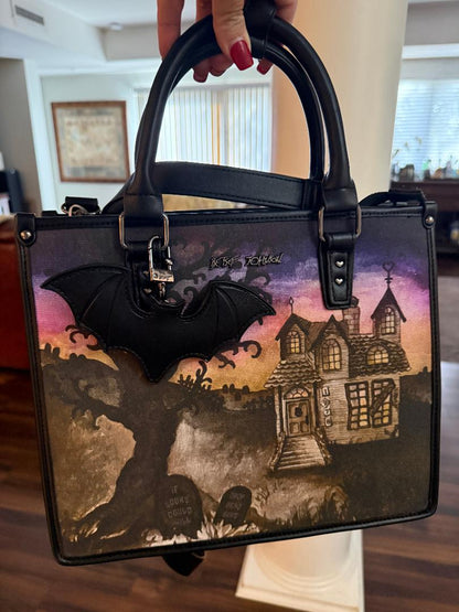Trending Beaded Bags and Resort Collection - Betsey Jonson Haunted House Halloween Tote Bag
