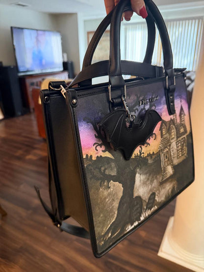 Trending Beaded Bags and Resort Collection - Betsey Jonson Haunted House Halloween Tote Bag