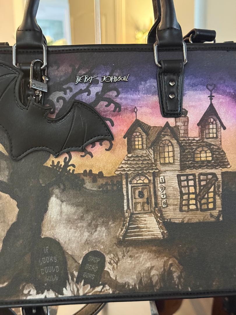 Trending Beaded Bags and Resort Collection - Betsey Jonson Haunted House Halloween Tote Bag