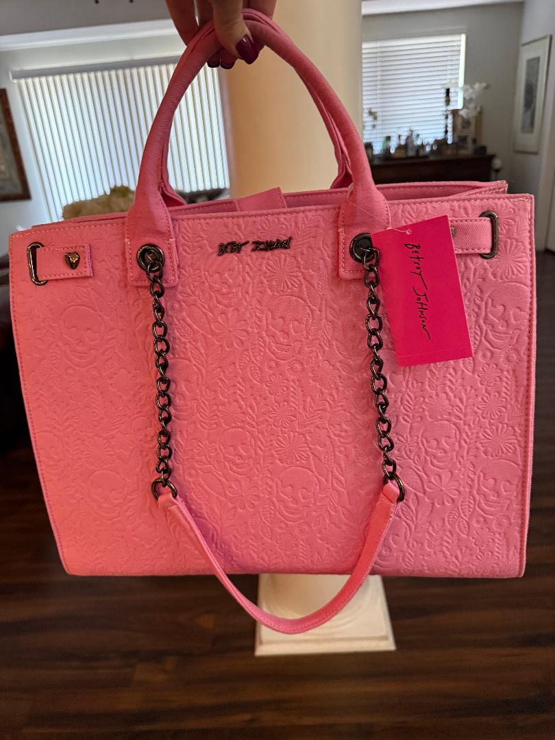 Trending Beaded Bags and Resort Collection - Betsey Johnson Pink Tote