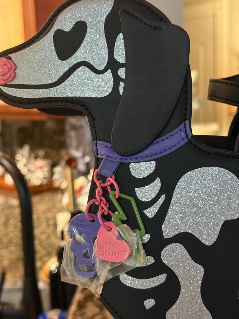 Trending Beaded Bags and Resort Collection - Betsey Johnson Skelton Dog with Colorful Dog Collar