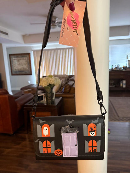 Trending Beaded Bags and Resort Collection - Betsey Johnson Halloween Front Porch Black Cossbody Handbag