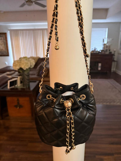 Trending Beaded Bags and Resort Collection - Black CC Quilted Crossbody with Chain Chain