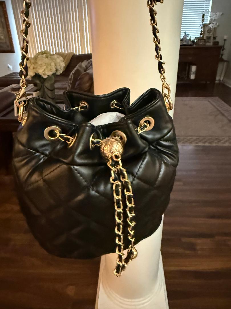 Trending Beaded Bags and Resort Collection - Black CC Quilted Crossbody with Chain Chain