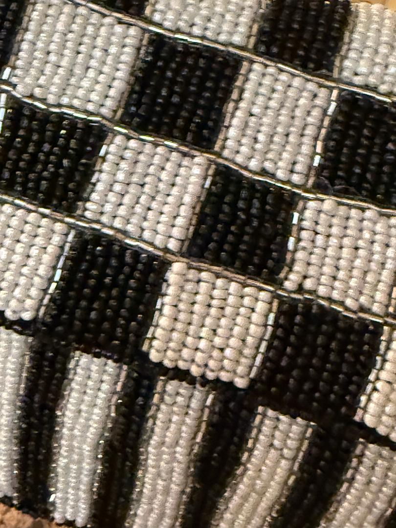 Trending Beaded Bags and Resort Collection - Black & White Checkered Beaded Shoulder Bag