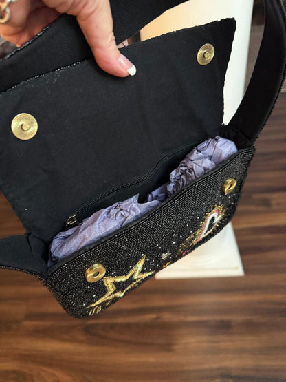 Trending Beaded Bags and Resort Collection - America & Beyond Black Evil Eye Beaded Shoulder Bag