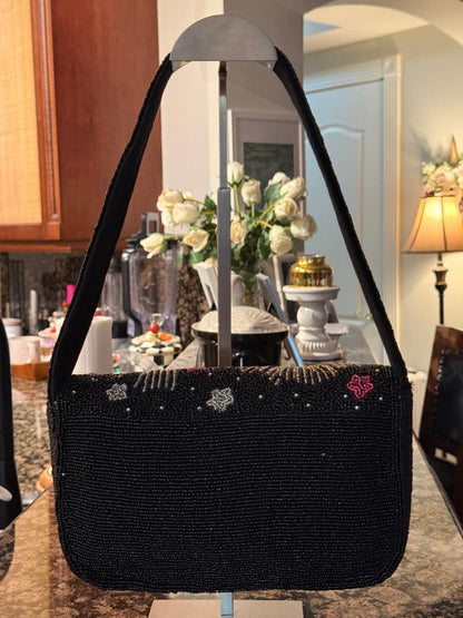Trending Beaded Bags and Resort Collection - America & Beyond Black Evil Eye Beaded Shoulder Bag
