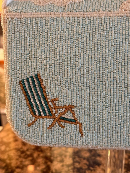 Trending Beaded Bags and Resort Collection - Blue Beach Chairs with Umbrella